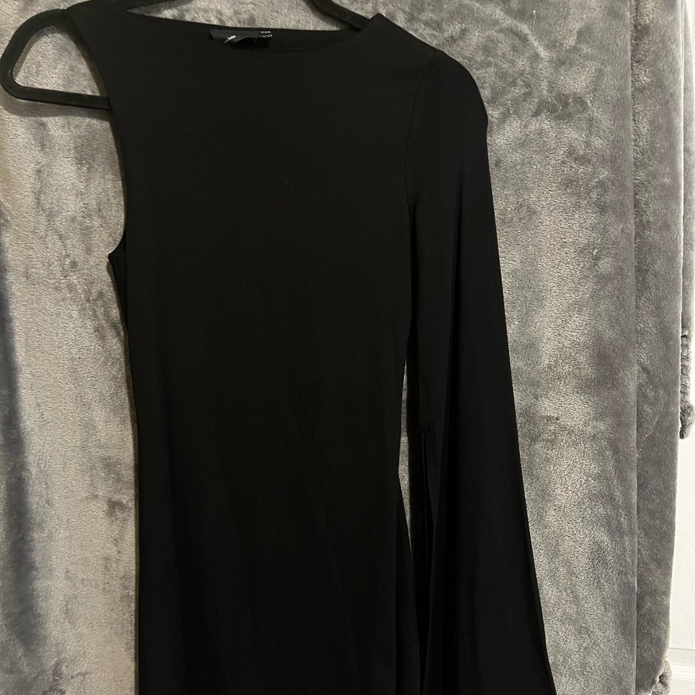 ASOS One Sleeve Tie Side Mini Dress in Black
